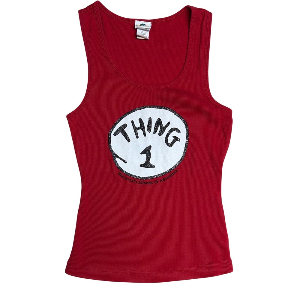 Universal Studios Orlando Dr Seuss Thing 1 Red Ribbed Tank Top Juniors Large